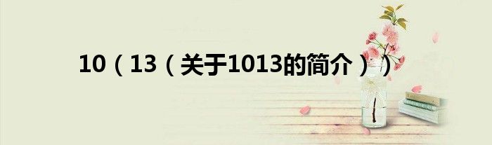 10（13（关于1013的简介））