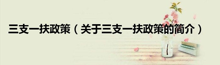三支一扶政策（关于三支一扶政策的简介）