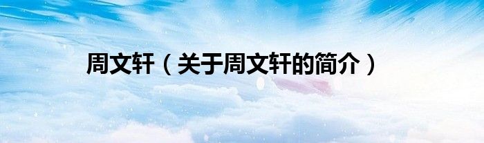周文轩（关于周文轩的简介）