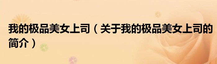 我的极品美女上司（关于我的极品美女上司的简介）