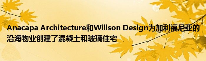 Anacapa Architecture和Willson Design为加利福尼亚的沿海物业创建了混凝土和玻璃住宅