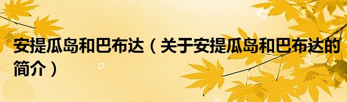 安提瓜岛和巴布达（关于安提瓜岛和巴布达的简介）