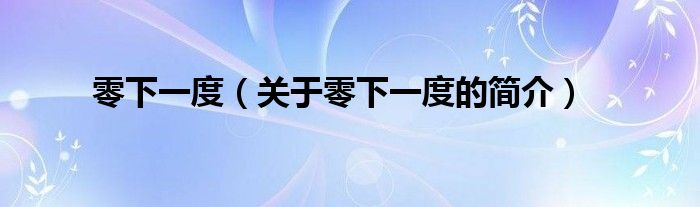 零下一度（关于零下一度的简介）