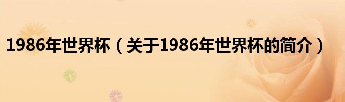 1986年世界杯（关于1986年世界杯的简介）