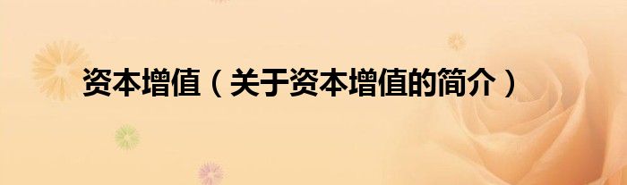 资本增值（关于资本增值的简介）