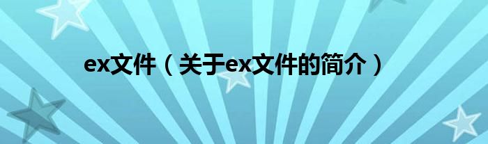 ex文件（关于ex文件的简介）