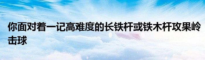 你面对着一记高难度的长铁杆或铁木杆攻果岭击球