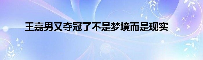 王嘉男又夺冠了不是梦境而是现实