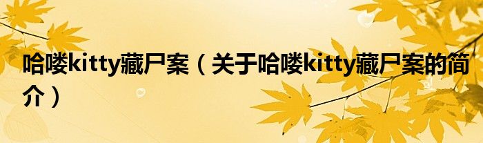 哈喽kitty藏尸案（关于哈喽kitty藏尸案的简介）