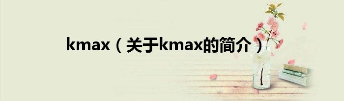 kmax（关于kmax的简介）