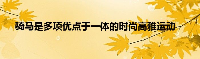 骑马是多项优点于一体的时尚高雅运动