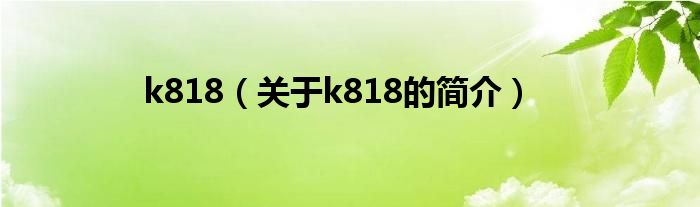 k818（关于k818的简介）