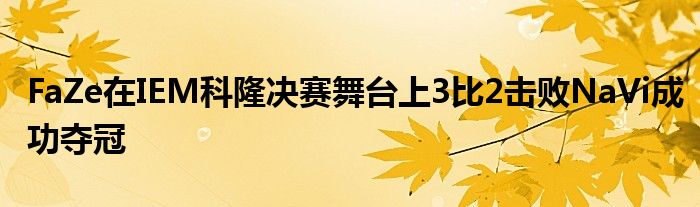 FaZe在IEM科隆决赛舞台上3比2击败NaVi成功夺冠