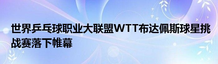 世界乒乓球职业大联盟WTT布达佩斯球星挑战赛落下帷幕