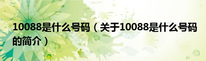 10088是什么号码（关于10088是什么号码的简介）