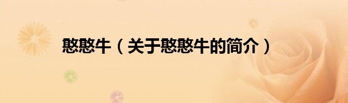 憨憨牛（关于憨憨牛的简介）