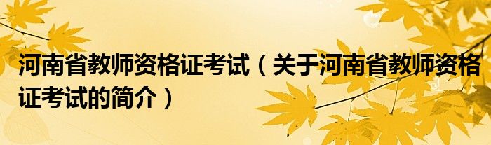 河南省教师资格证考试（关于河南省教师资格证考试的简介）