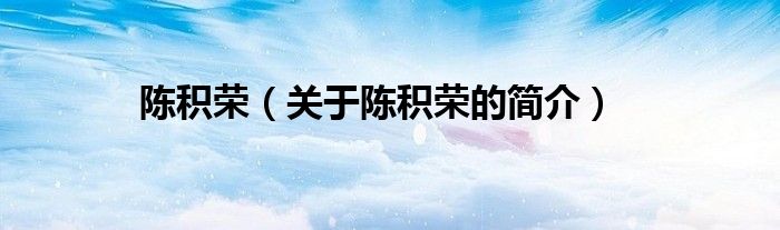 陈积荣（关于陈积荣的简介）