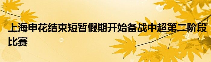 上海申花结束短暂假期开始备战中超第二阶段比赛