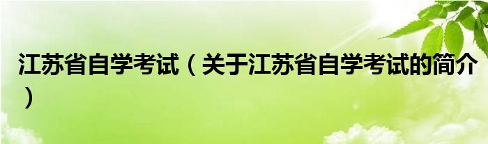 江苏省自学考试（关于江苏省自学考试的简介）