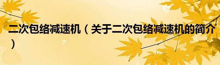 二次包络减速机（关于二次包络减速机的简介）