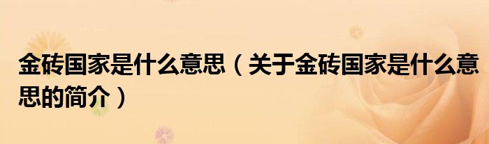 金砖国家是什么意思（关于金砖国家是什么意思的简介）