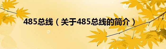 485总线（关于485总线的简介）