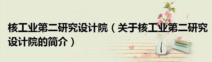 核工业第二研究设计院（关于核工业第二研究设计院的简介）