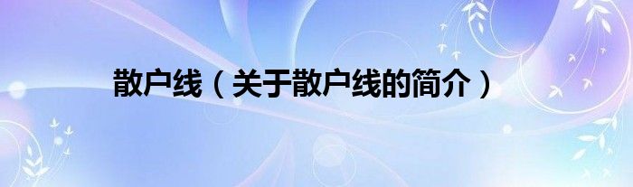 散户线（关于散户线的简介）