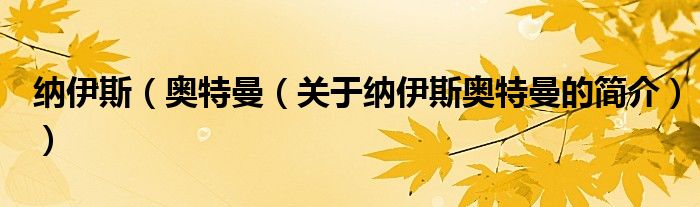 纳伊斯（奥特曼（关于纳伊斯奥特曼的简介））