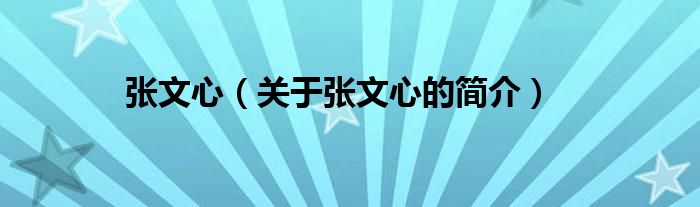 张文心（关于张文心的简介）