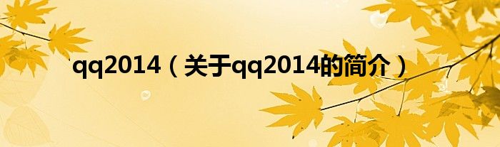 qq2014（关于qq2014的简介）