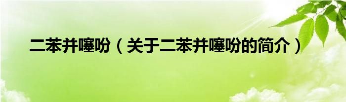 二苯并噻吩（关于二苯并噻吩的简介）