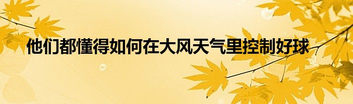 他们都懂得如何在大风天气里控制好球