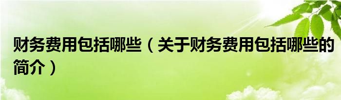 财务费用包括哪些（关于财务费用包括哪些的简介）