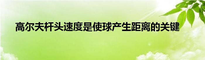 高尔夫杆头速度是使球产生距离的关键