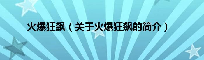 火爆狂飙（关于火爆狂飙的简介）