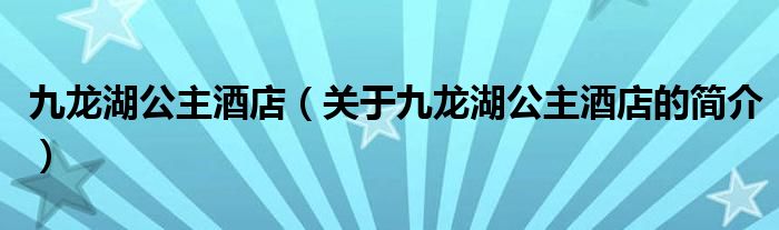 九龙湖公主酒店（关于九龙湖公主酒店的简介）