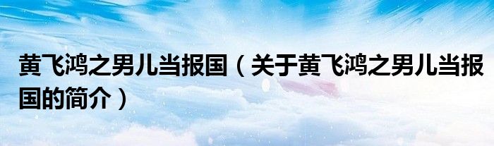 黄飞鸿之男儿当报国（关于黄飞鸿之男儿当报国的简介）