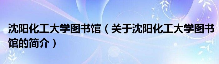 沈阳化工大学图书馆（关于沈阳化工大学图书馆的简介）