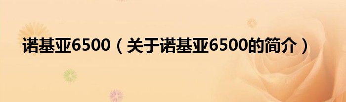 诺基亚6500（关于诺基亚6500的简介）