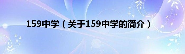 159中学（关于159中学的简介）