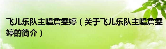 飞儿乐队主唱詹雯婷（关于飞儿乐队主唱詹雯婷的简介）