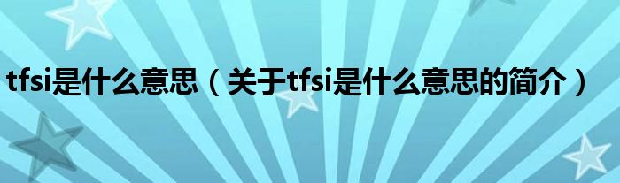 tfsi是什么意思（关于tfsi是什么意思的简介）