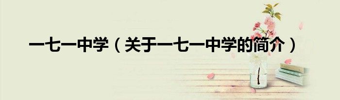 一七一中学（关于一七一中学的简介）
