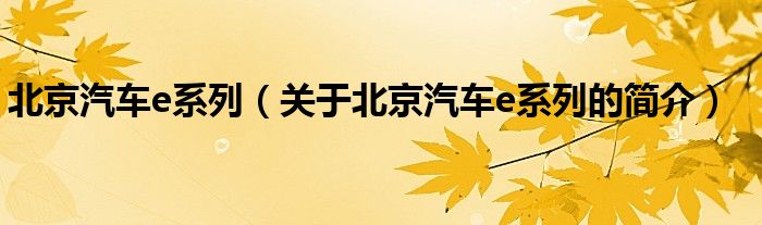 北京汽车e系列（关于北京汽车e系列的简介）