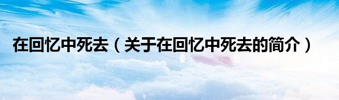 在回忆中死去（关于在回忆中死去的简介）