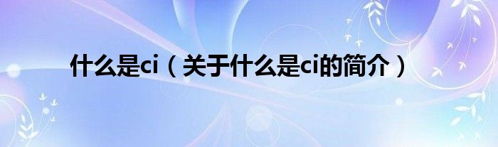 什么是ci（关于什么是ci的简介）