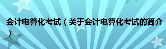 会计电算化考试（关于会计电算化考试的简介）