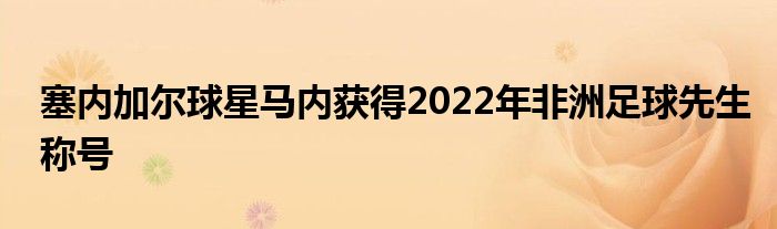 塞内加尔球星马内获得2022年非洲足球先生称号